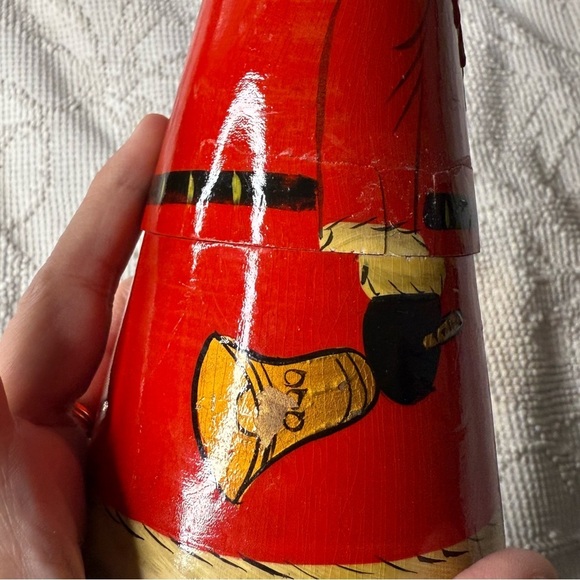 Vintage Wooden Santa Claus Nesting Dolls Hand Painted Russian Christmas (2) - Picture 3 of 6